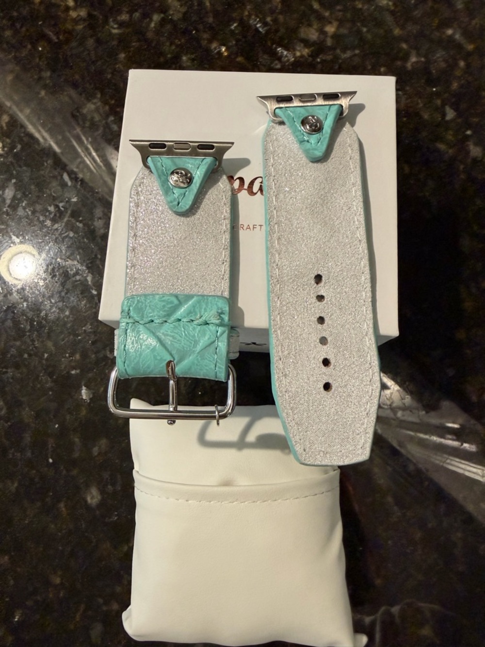 Spark*l Turquoise Textured Leather Apple Watch Band - Picture 4 of 4
